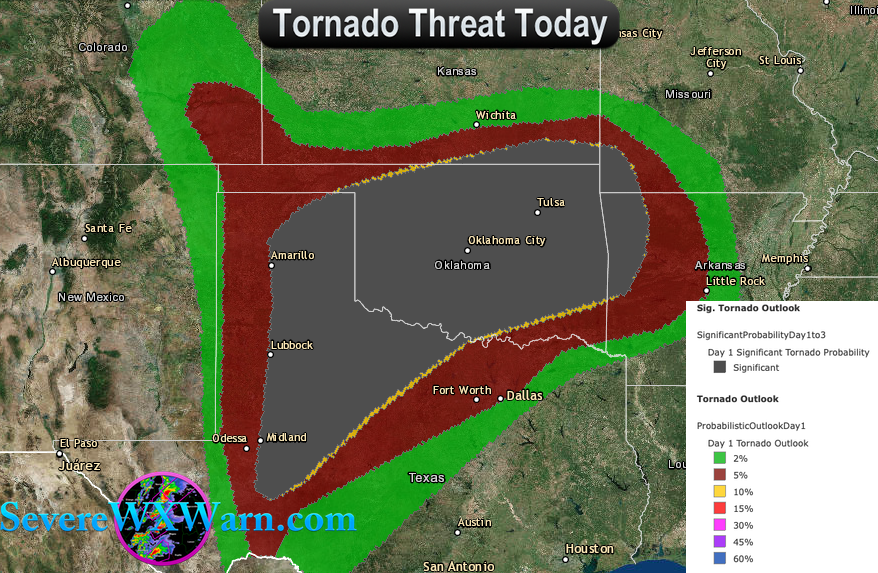 High Risk of Severe Weather NW Texas & Panhandle into Oklahoma