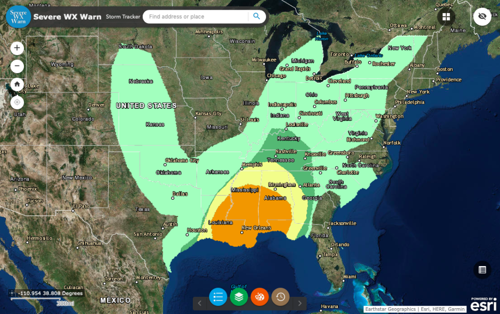 Enhanced Risk of Severe Storms Over Louisiana, Mississippi, Alabama And Florida Panhandle